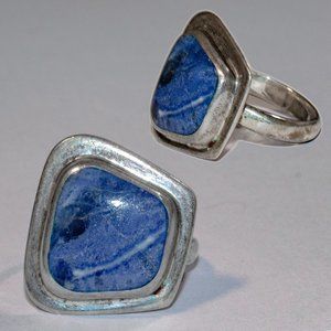 Modernist Sodalite Mexican Sterling Silver Produced by Athra Trading Inc.